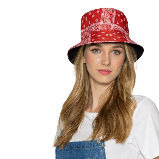 Red Bandana Reversible Bucket Hat|One Size - Premium Wholesale Fashion Accessories from Pinktown - Just $17! Shop now at chiquestyles
