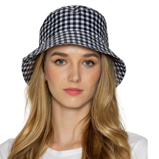 Black Gingham Draw String Bucket Hat|One Size - Premium Wholesale Fashion Accessories from Pinktown - Just $19! Shop now at chiquestyles