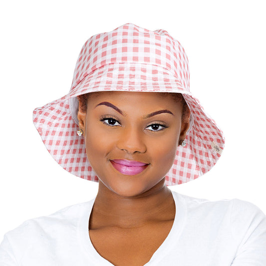 Pink Gingham Draw String Bucket Hat|One Size - Premium Wholesale Fashion Accessories from Pinktown - Just $19! Shop now at chiquestyles
