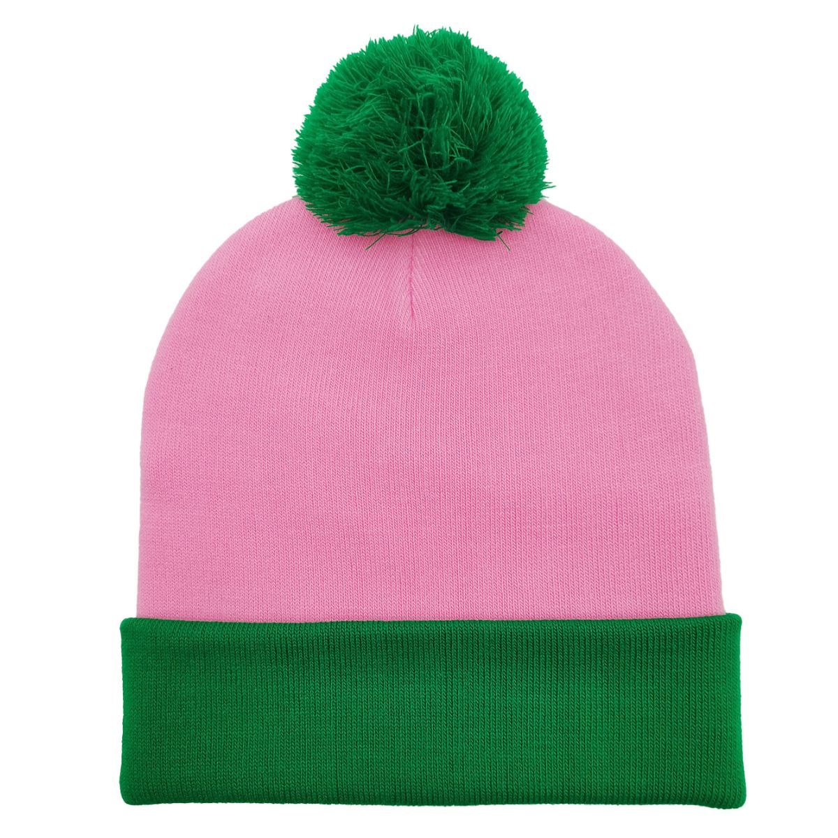 Pink with Green Cuff Beanie|Stretch to Fit - Premium Wholesale Fashion Accessories from Pinktown - Just $15! Shop now at chiquestyles