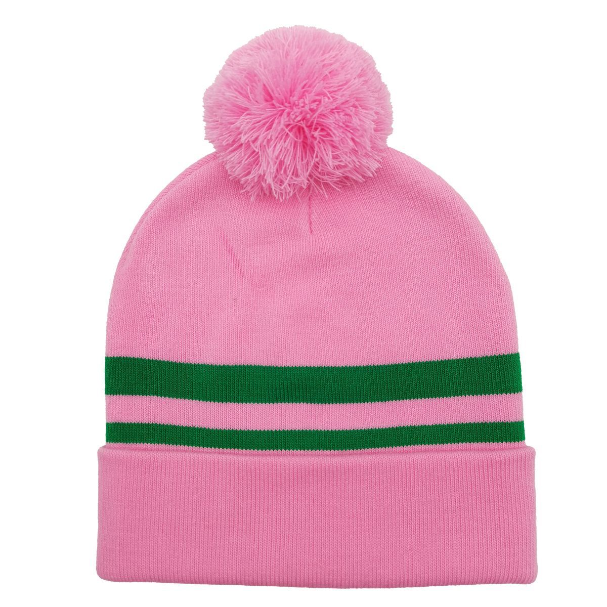Pink Two Stripe Green Beanie|Stretch to Fit - Premium Wholesale Fashion Accessories from Pinktown - Just $15! Shop now at chiquestyles