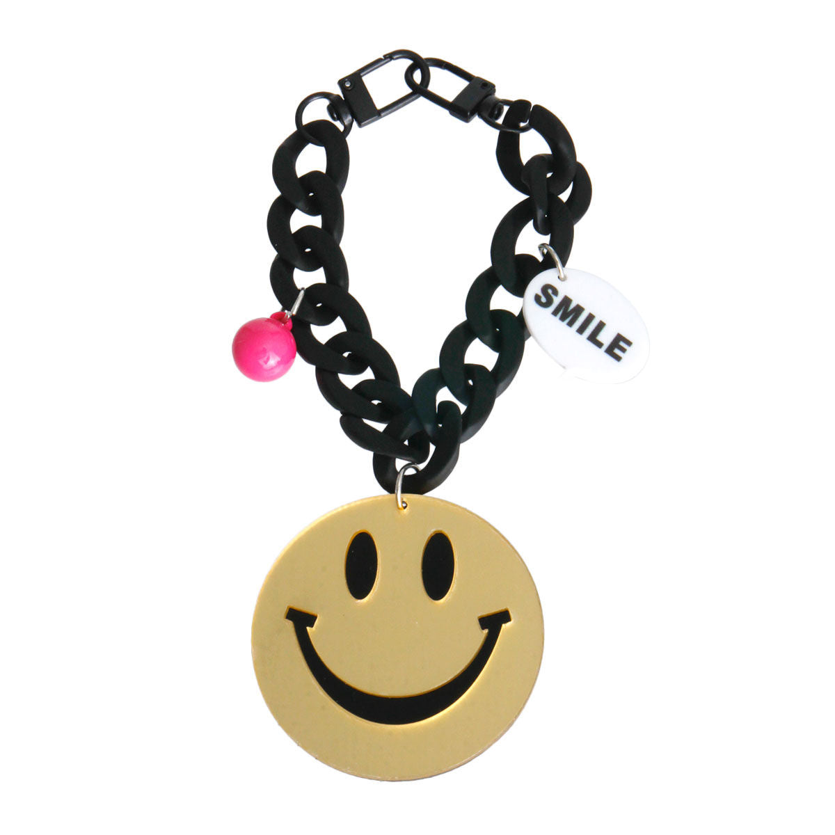 Gold Big Smile Keychain Bag Charm - Premium Wholesale Fashion Accessories from Pinktown - Just $12! Shop now at chiquestyles