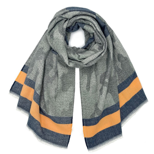 Camo Stripe Frayed Edge Scarf|75 x 27.6 inches - Premium Wholesale Fashion Accessories from Pinktown - Just $28! Shop now at chiquestyles
