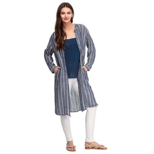 Blue Pin Stripe Long Shirt Kimono|37.4 x 19.6 inches - Premium Wholesale Boutique Clothing from Pinktown - Just $18! Shop now at chiquestyles