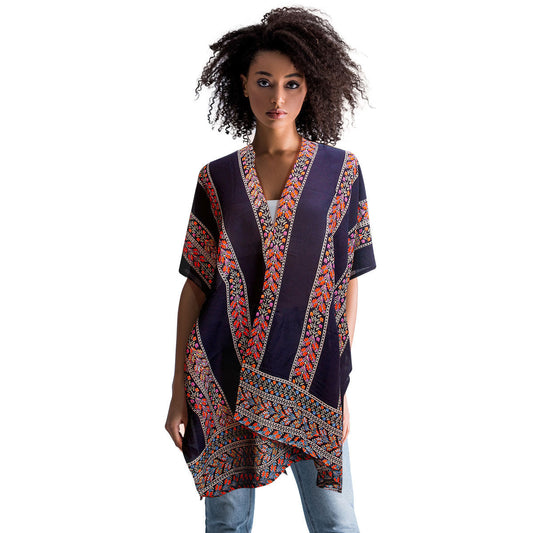 Navy Turkish Print Kimono|35.4 x 33.4 inches - Premium Wholesale Boutique Clothing from Pinktown - Just $25! Shop now at chiquestyles