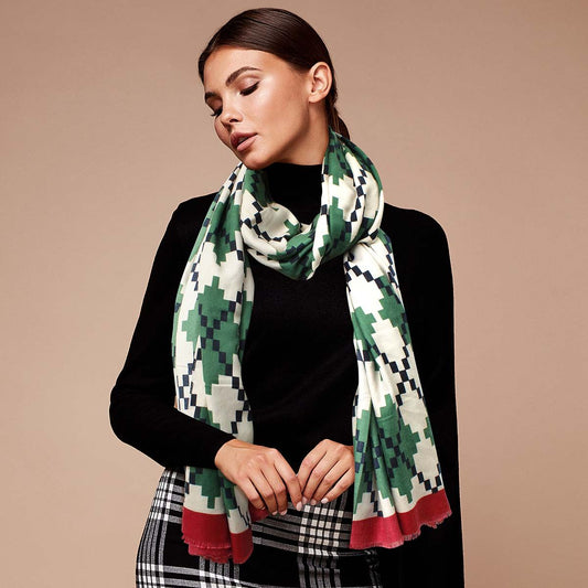 Green Pixel Argyle Scarf|70.8 x 35.4 inches - Premium Wholesale Fashion Accessories from Pinktown - Just $16! Shop now at chiquestyles