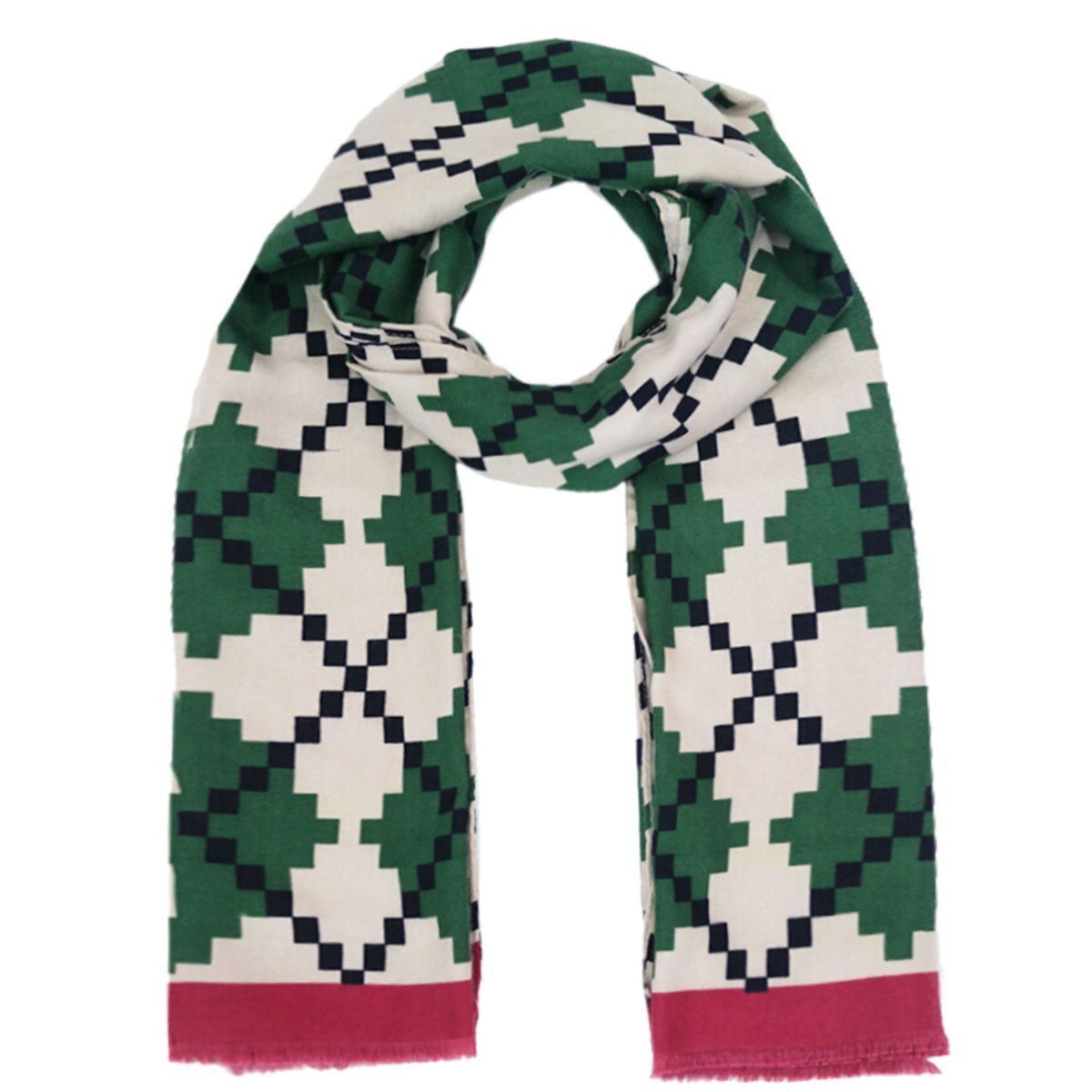 Green Pixel Argyle Scarf - Premium Wholesale Fashion Accessories from Pinktown - Just $16! Shop now at chiquestyles