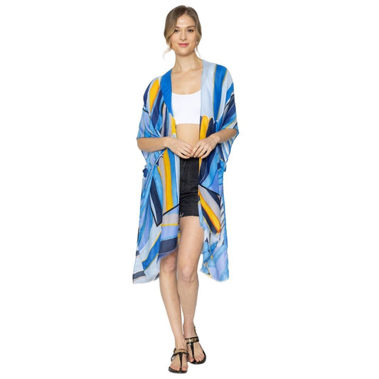 Blue Abstract Print Kimono|37.4 x 35.4 inches - Premium Wholesale Boutique Clothing from Pinktown - Just $23! Shop now at chiquestyles