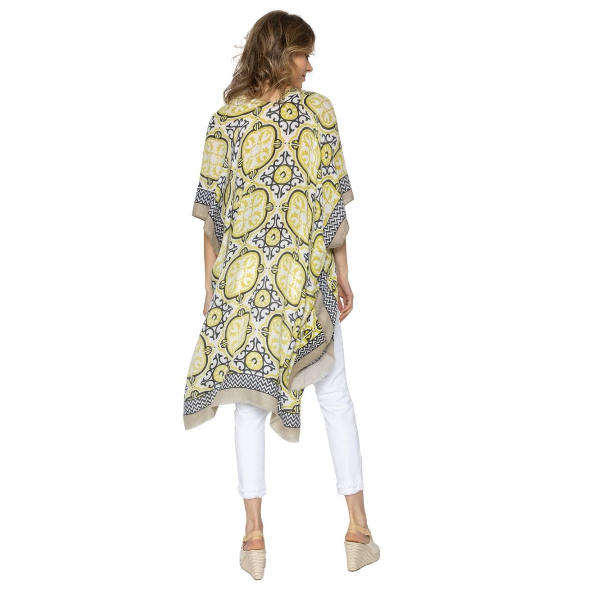 Sage Green Tile Print Kimono|37.4 x 35.4 inches - Premium Wholesale Boutique Clothing from Pinktown - Just $23! Shop now at chiquestyles