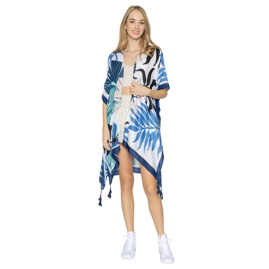 Navy Palm Tree Tropical Kimono|35.4 x 35.4 inches - Premium Wholesale Boutique Clothing from Pinktown - Just $23! Shop now at chiquestyles