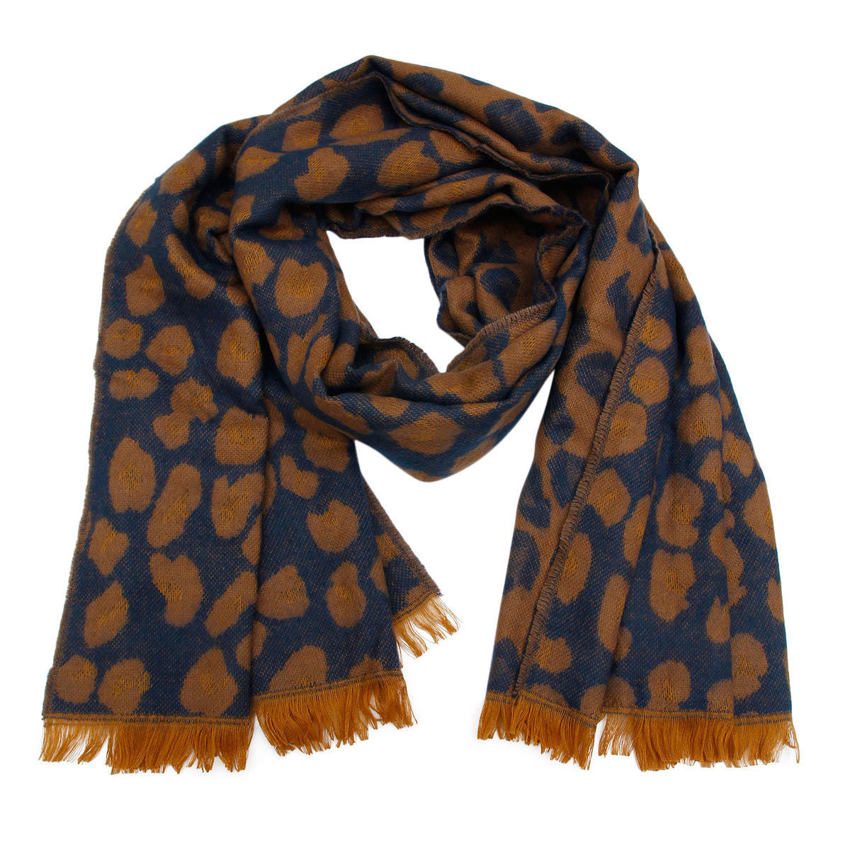 Navy Leopard Reversible Cozy Scarf|70.8 x 27.5 inches - Premium Wholesale Fashion Accessories from Pinktown - Just $20! Shop now at chiquestyles