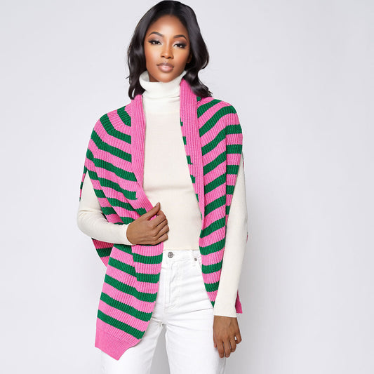 Pink Green Sweater Scarf - Premium Wholesale Fashion Accessories from Pinktown - Just $46! Shop now at chiquestyles