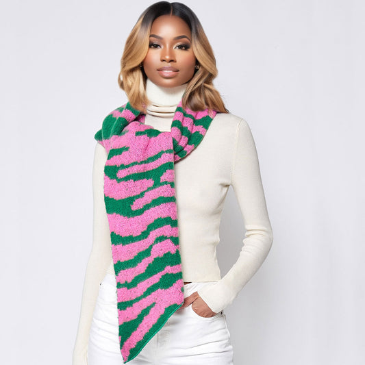 Pink Green Zebra Scarf - Premium Wholesale Fashion Accessories from Pinktown - Just $24! Shop now at chiquestyles