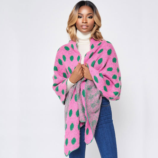 Pink Green Polka Dot Scarf - Premium Wholesale Fashion Accessories from Pinktown - Just $24! Shop now at chiquestyles