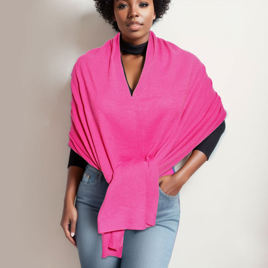 Scarf Poncho Acrylic Pink Convrtble Wrap for Women|24.8 x 75.6 inches - Premium Wholesale Fashion Accessories from Pinktown - Just $29! Shop now at chiquestyles
