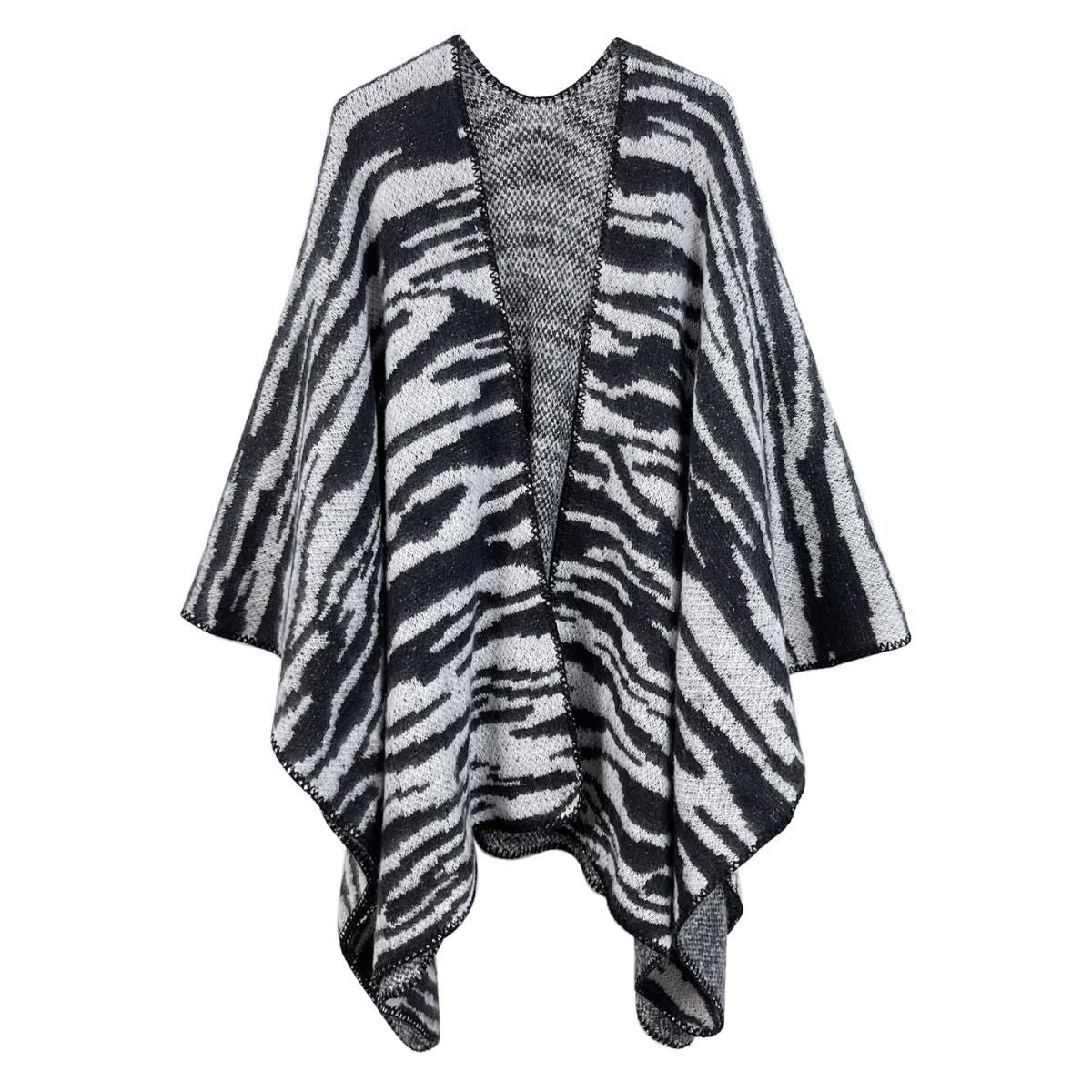 Kimono Cardigan Poly Black Zebra Knit for Women|31.5 x 43.3 inches - Premium Wholesale Fashion Accessories from Pinktown - Just $38! Shop now at chiquestyles