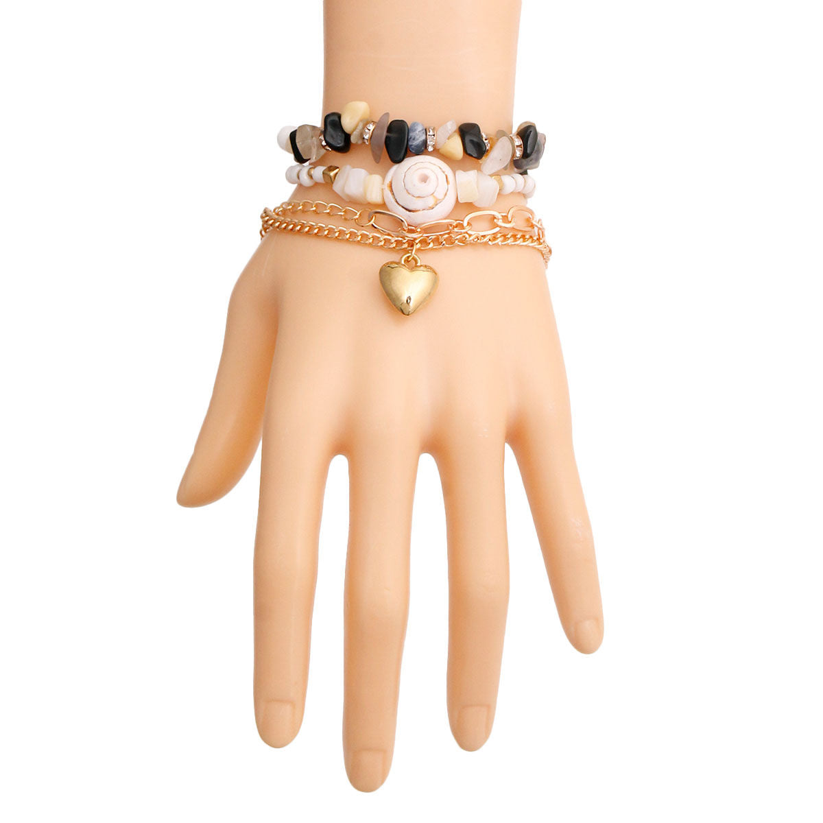 Gold Shell 4 Pcs Bracelet Set|8 inches - Premium Wholesale Jewelry from Pinktown - Just $8! Shop now at chiquestyles