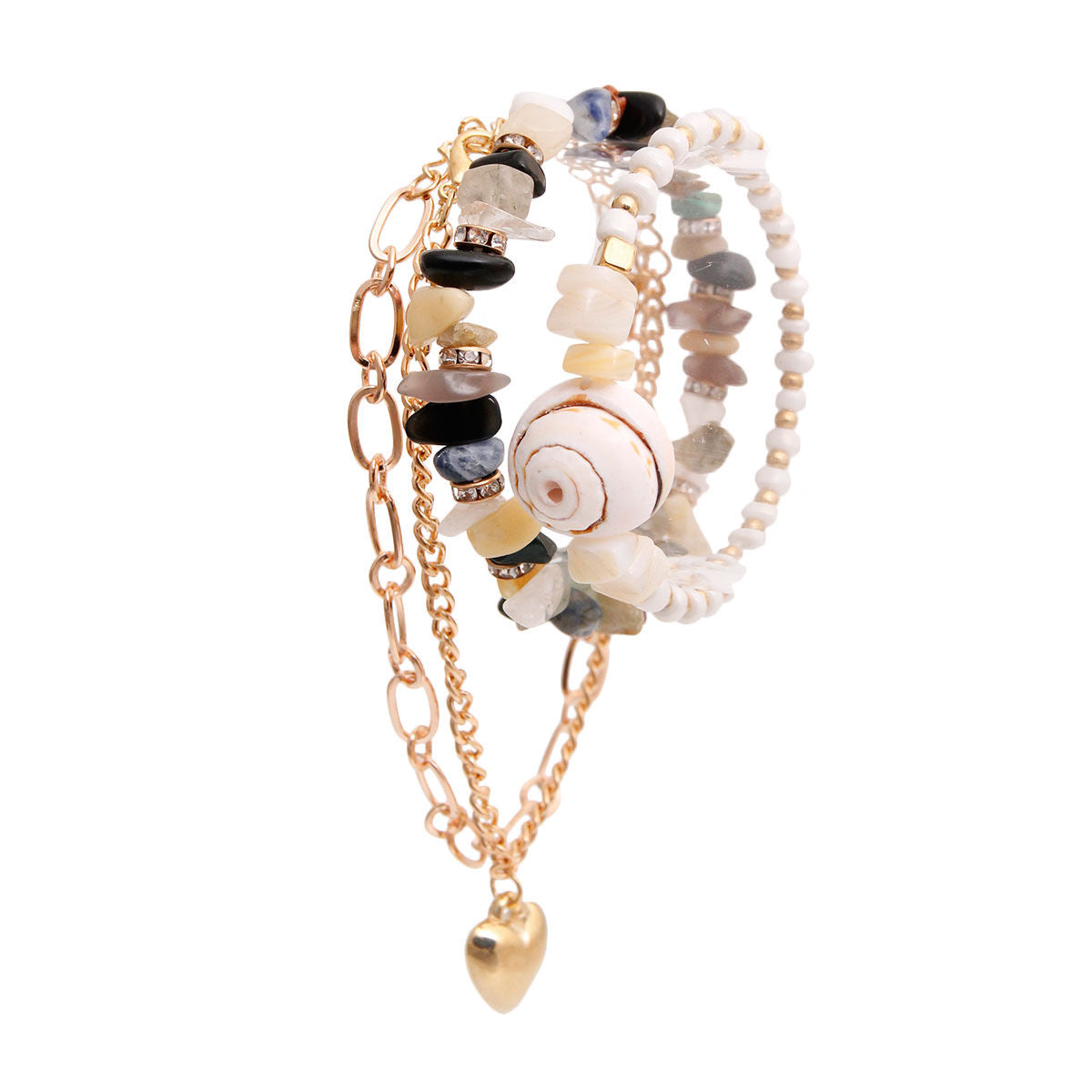 Gold Shell 4 Pcs Bracelet Set|8 inches - Premium Wholesale Jewelry from Pinktown - Just $8! Shop now at chiquestyles