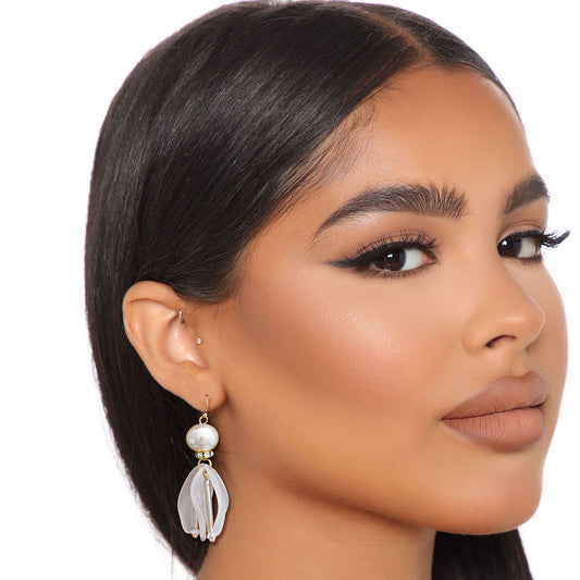 Pearl Petal Drop Earrings|2.25 inches - Premium Wholesale Jewelry from Pinktown - Just $6! Shop now at chiquestyles