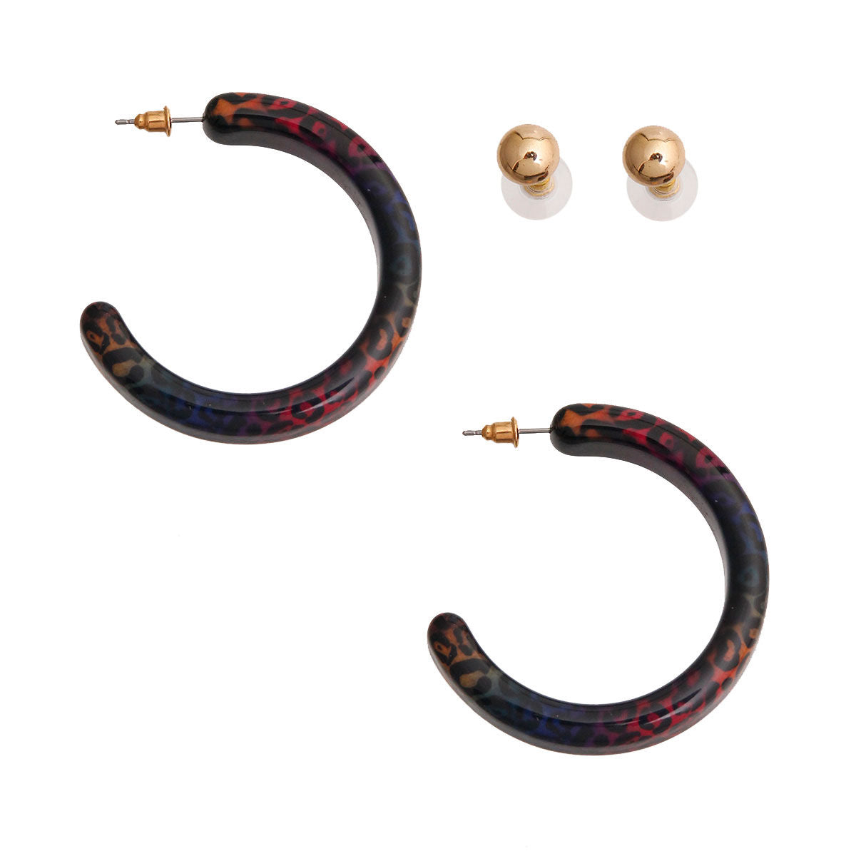 Rainbow Leopard Hoop Set|2 inches - Premium Wholesale Jewelry from Pinktown - Just $6! Shop now at chiquestyles