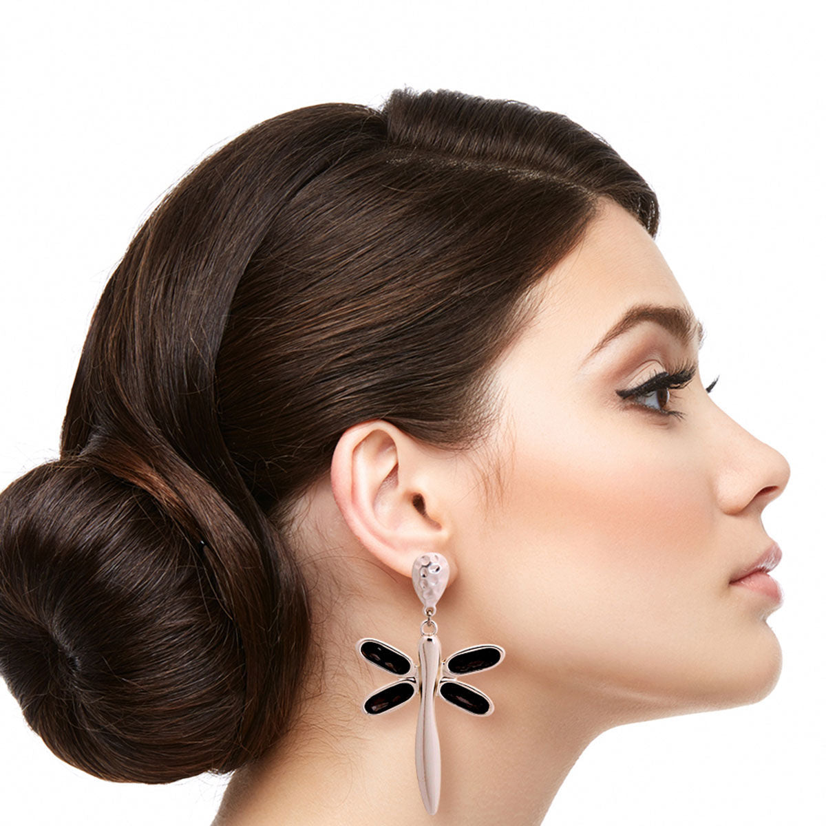 Silver Crystal Dragonfly Earrings|3.25 inches - Premium Wholesale Jewelry from Pinktown - Just $8! Shop now at chiquestyles