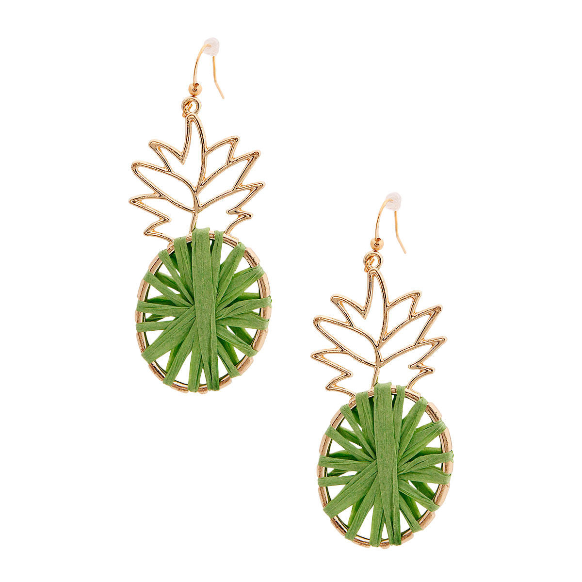 Green Raffia Pineapple Earrings|2.5 inches - Premium Wholesale Jewelry from Pinktown - Just $6! Shop now at chiquestyles