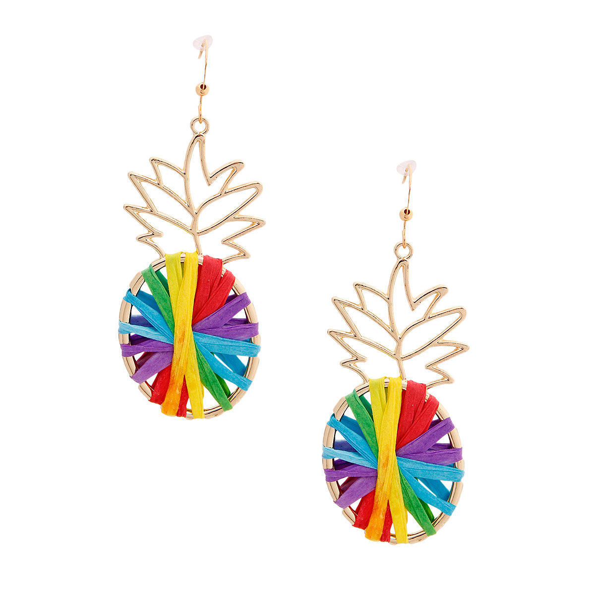 Rainbow Raffia Pineapple Earrings|2.5 inches - Premium Wholesale Jewelry from Pinktown - Just $6! Shop now at chiquestyles