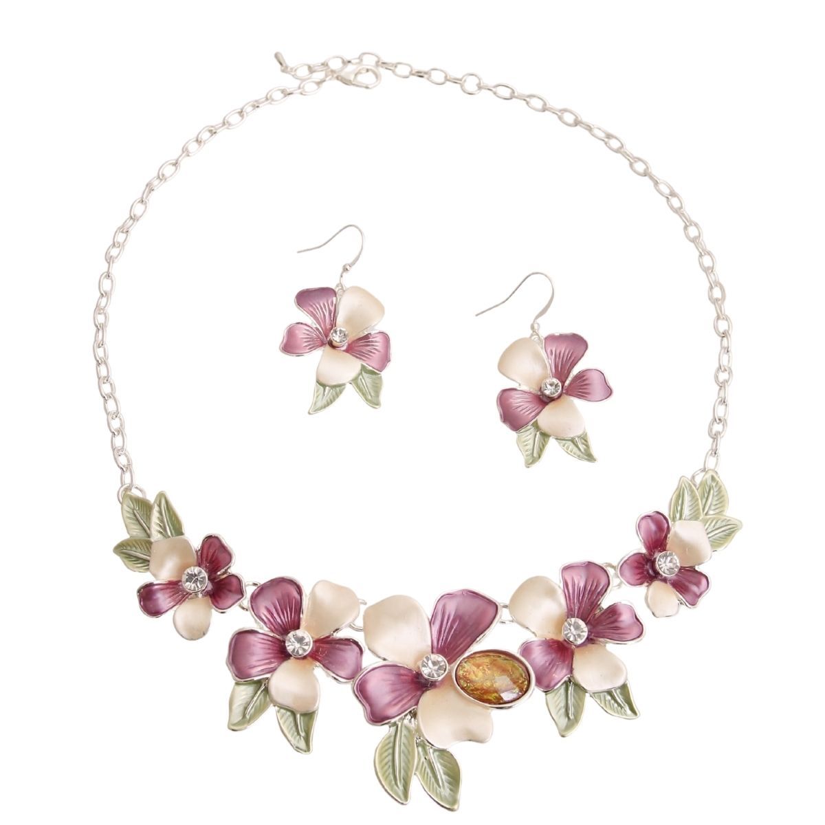Purle Metal Flower Necklace Set|18 inches - Premium Wholesale Jewelry from Pinktown - Just $17! Shop now at chiquestyles
