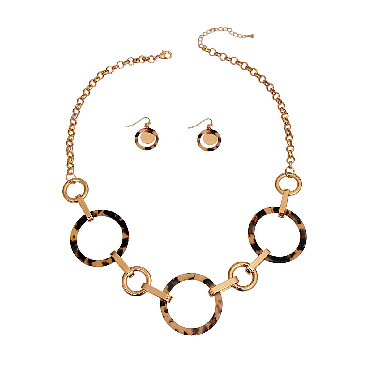 Gold Round Link Tortoiseshell Necklace Set|22 inches - Premium Wholesale Jewelry from Pinktown - Just $18! Shop now at chiquestyles