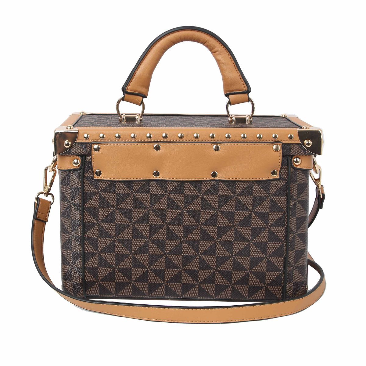 Brown Square Trunk Handbag|10.75 x 7.5 x 5.5 inches - Premium Wholesale Fashion Accessories from Pinktown - Just $78! Shop now at chiquestyles