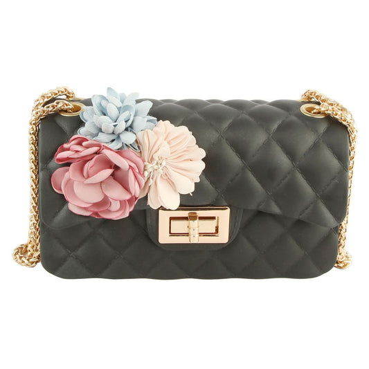 Black Jelly Flower Quilt Bag|7 x 4.2 x 3 inches - Premium Wholesale Fashion Accessories from Pinktown - Just $24! Shop now at chiquestyles