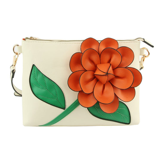 Orange Flower Clutch Crossbody|10.5 x 8 x 3.25 inches - Premium Wholesale Fashion Accessories from Pinktown - Just $40! Shop now at chiquestyles