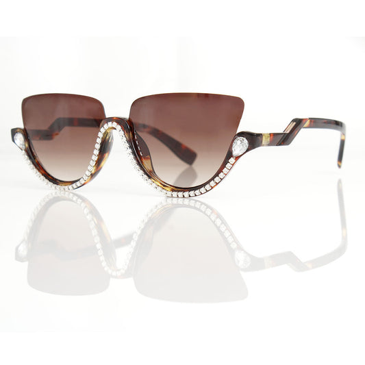 Sunglasses Half Frame Tortoiseshell Eyewear Women - Premium Wholesale Fashion Accessories from Pinktown - Just $13! Shop now at chiquestyles