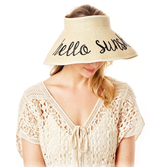 Hello Sunshine Beach Visor Hat|One Size - Premium Wholesale Fashion Accessories from Pinktown - Just $19! Shop now at chiquestyles