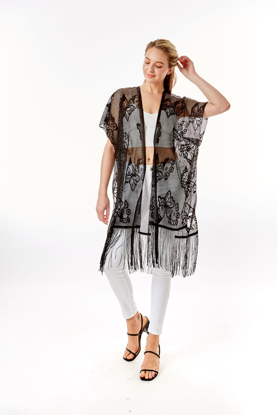 Black Lace Butterfly Beach Cover|33.4 x 31.4 inches - Premium Wholesale Fashion Accessories from Pinktown - Just $21! Shop now at chiquestyles