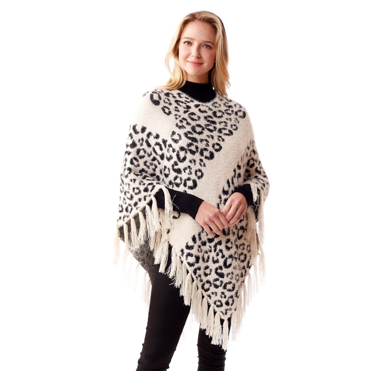 White Leopard Eyelash Poncho|25.6 x 25.6 inches - Premium Wholesale Boutique Clothing from Pinktown - Just $46! Shop now at chiquestyles