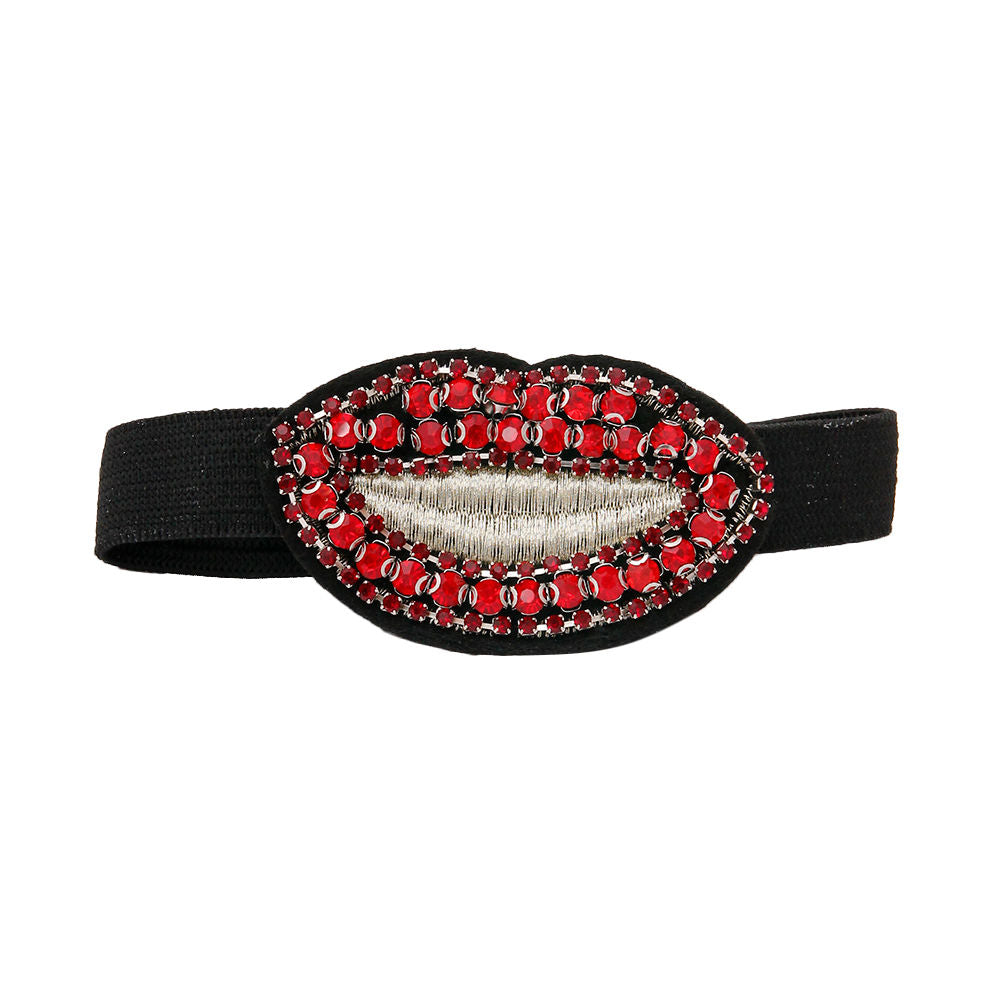 Pair of Red Rhinestone Lips Shoe Bands|2.5 inches - Premium Wholesale Jewelry from Pinktown - Just $16! Shop now at chiquestyles