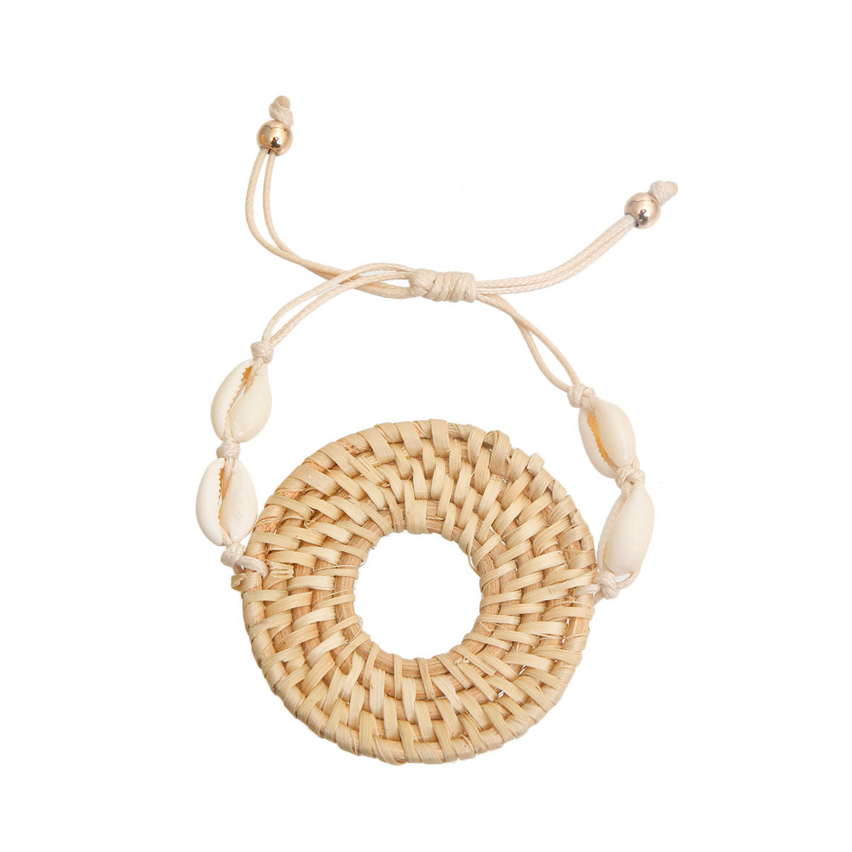 Natural Woven Ring Shell Bracelet|Adjustable - Premium Wholesale Jewelry from Pinktown - Just $10! Shop now at chiquestyles