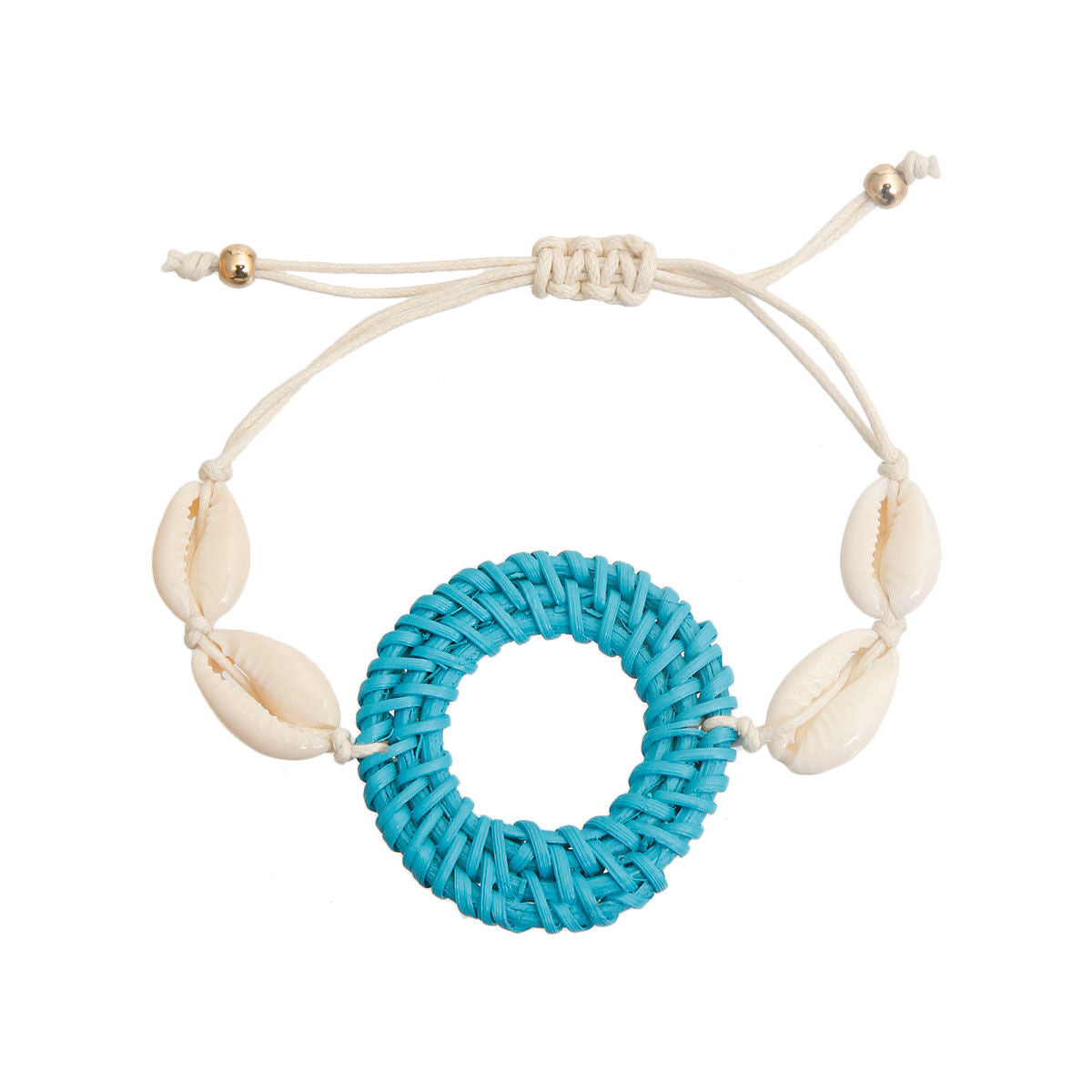 Turquoise Woven Shell Bracelet|Adjustable - Premium Wholesale Jewelry from Pinktown - Just $10! Shop now at chiquestyles