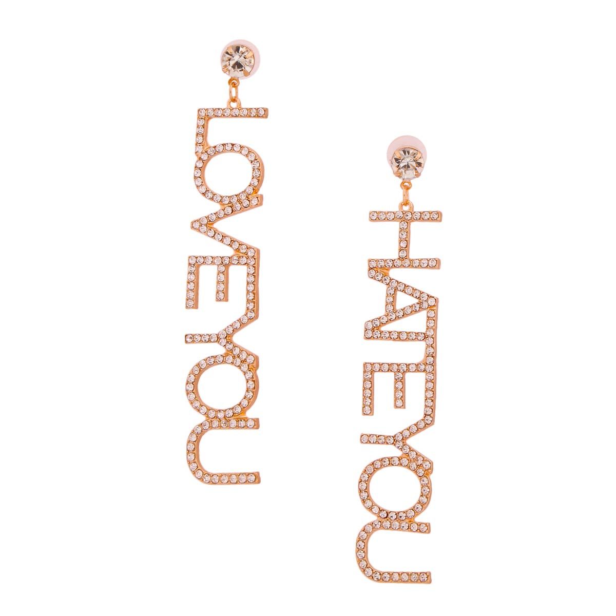 Gold Love You Hate You Earrings|4 inches - Premium Wholesale Jewelry from Pinktown - Just $19! Shop now at chiquestyles