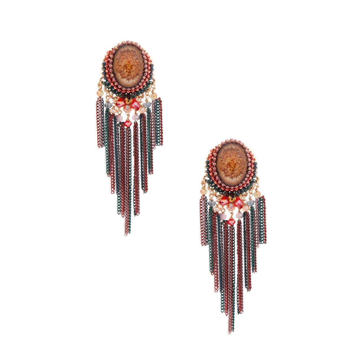 Resin Multi Color Chain Fringe Earrings|3.25 inches - Premium Wholesale Jewelry from Pinktown - Just $22! Shop now at chiquestyles