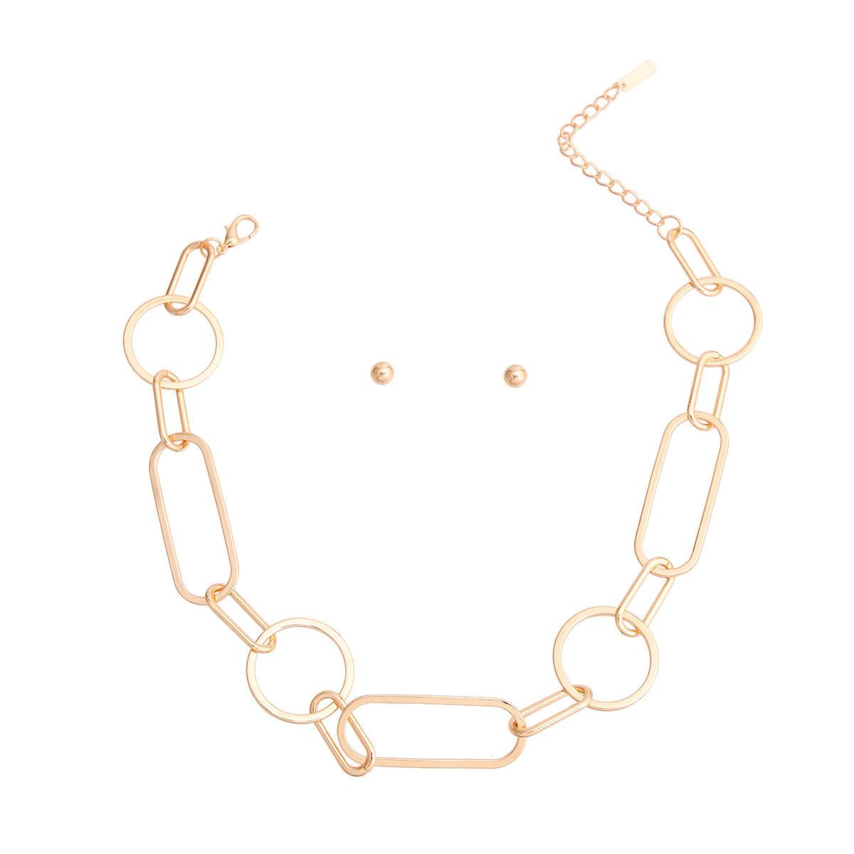 Gold Multi Shape Link Necklace|18 inches - Premium Wholesale Jewelry from Pinktown - Just $15! Shop now at chiquestyles
