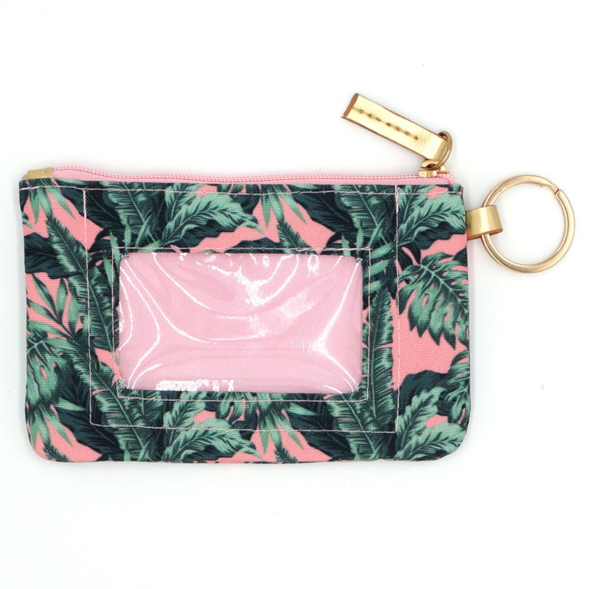 Pink Green Tropical Leaves ID Wallet|5.25 x 3.5 inches - Premium Wholesale Fashion Accessories from Pinktown - Just $11! Shop now at chiquestyles