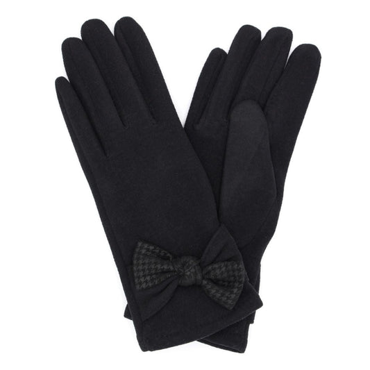 Black Houndstooth Bow Smart Gloves|One Size - Premium Wholesale Boutique Clothing from Pinktown - Just $15! Shop now at chiquestyles