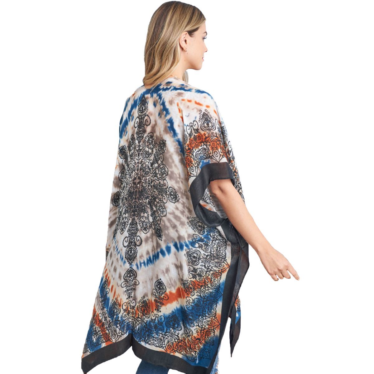 Blue Boho Tie Dye Kimono|35 x 36 inches - Premium Wholesale Fashion Accessories from Pinktown - Just $18! Shop now at chiquestyles