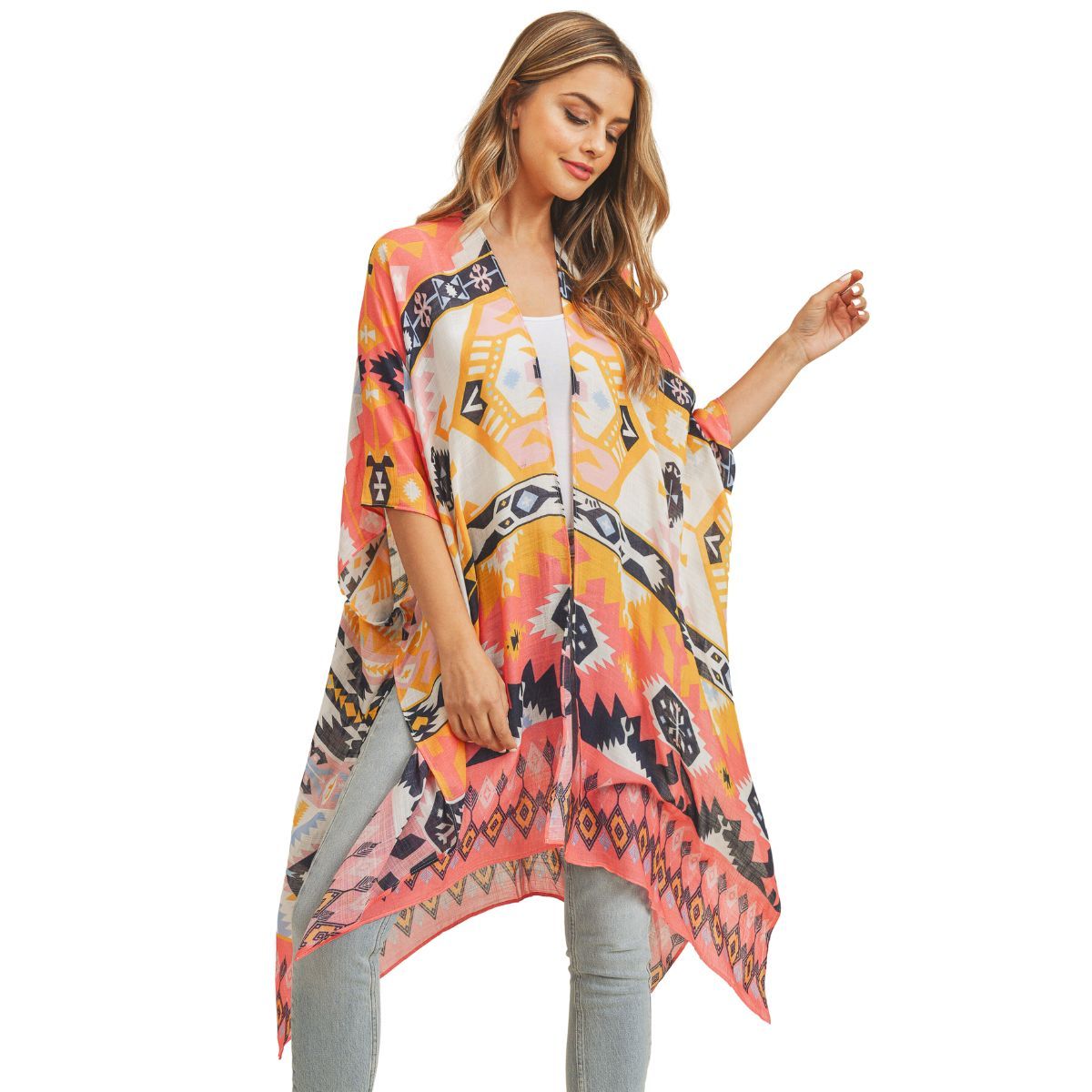 Pink Aztec Tribal Kimono|38 x 39 inches - Premium Wholesale Fashion Accessories from Pinktown - Just $24! Shop now at chiquestyles