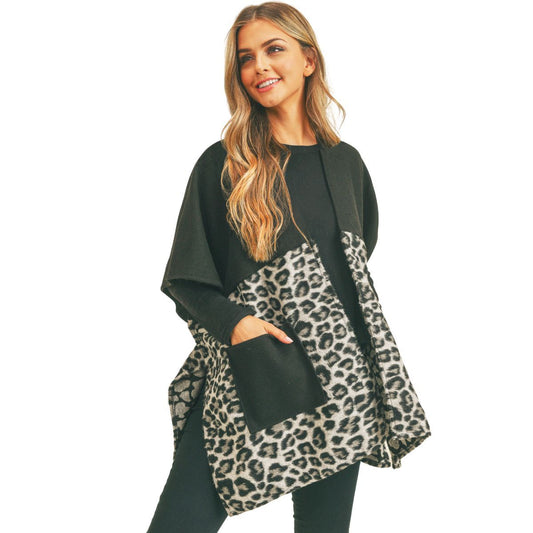 Gray Leopard Pocket Kimono|36 x 27.5 inches - Premium Wholesale Boutique Clothing from Pinktown - Just $46! Shop now at chiquestyles