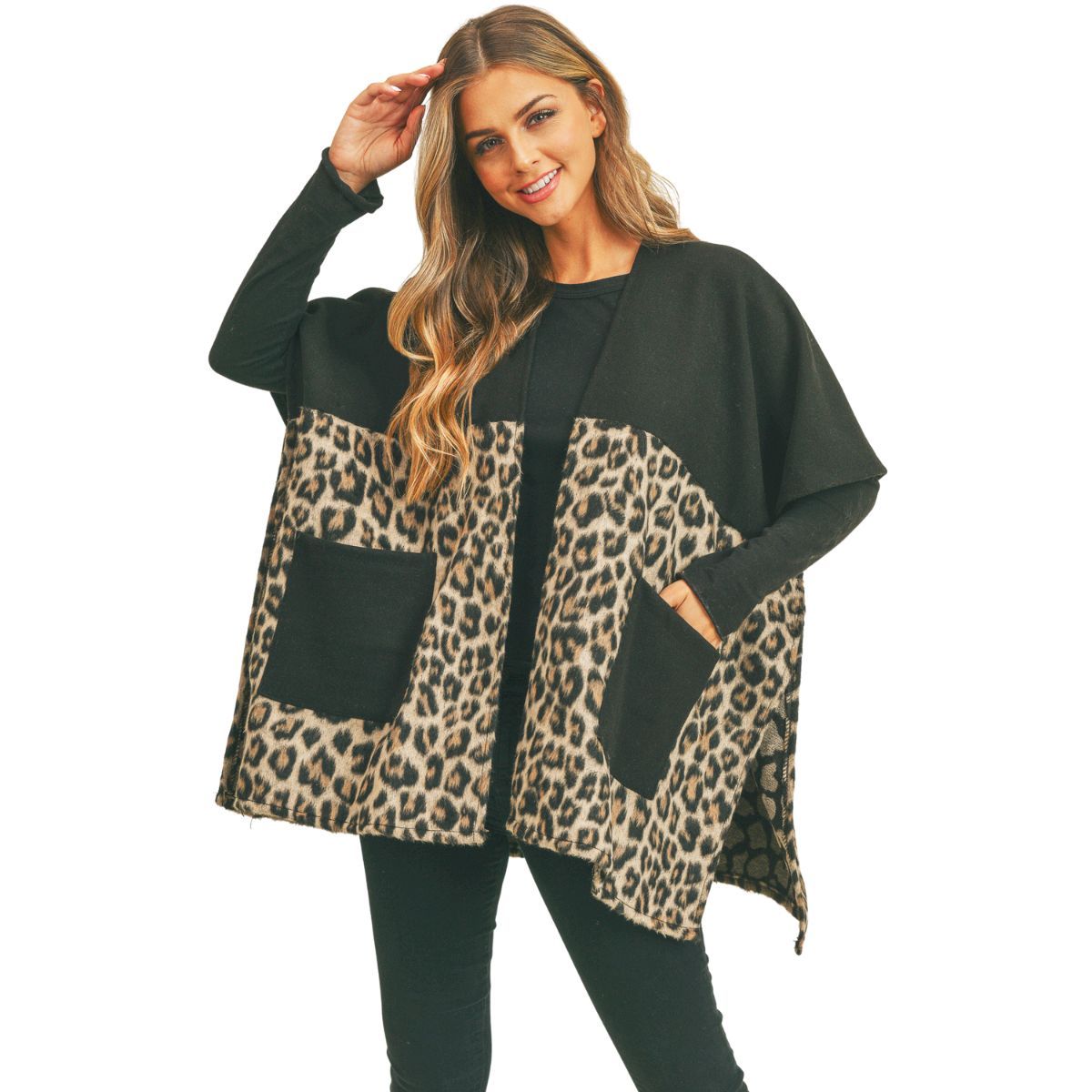 Taupe Leopard Pocket Kimono|36 x 27.5 inches - Premium Wholesale Boutique Clothing from Pinktown - Just $46! Shop now at chiquestyles