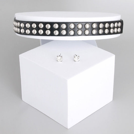 Leather Stud Choker|15 inches - Premium Wholesale Jewelry from Pinktown - Just $11! Shop now at chiquestyles
