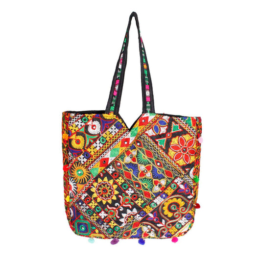 Black Tribal Embroidered Tote|13.75 x 14.25 x 5.25 inches - Premium Wholesale Fashion Accessories from Pinktown - Just $36! Shop now at chiquestyles